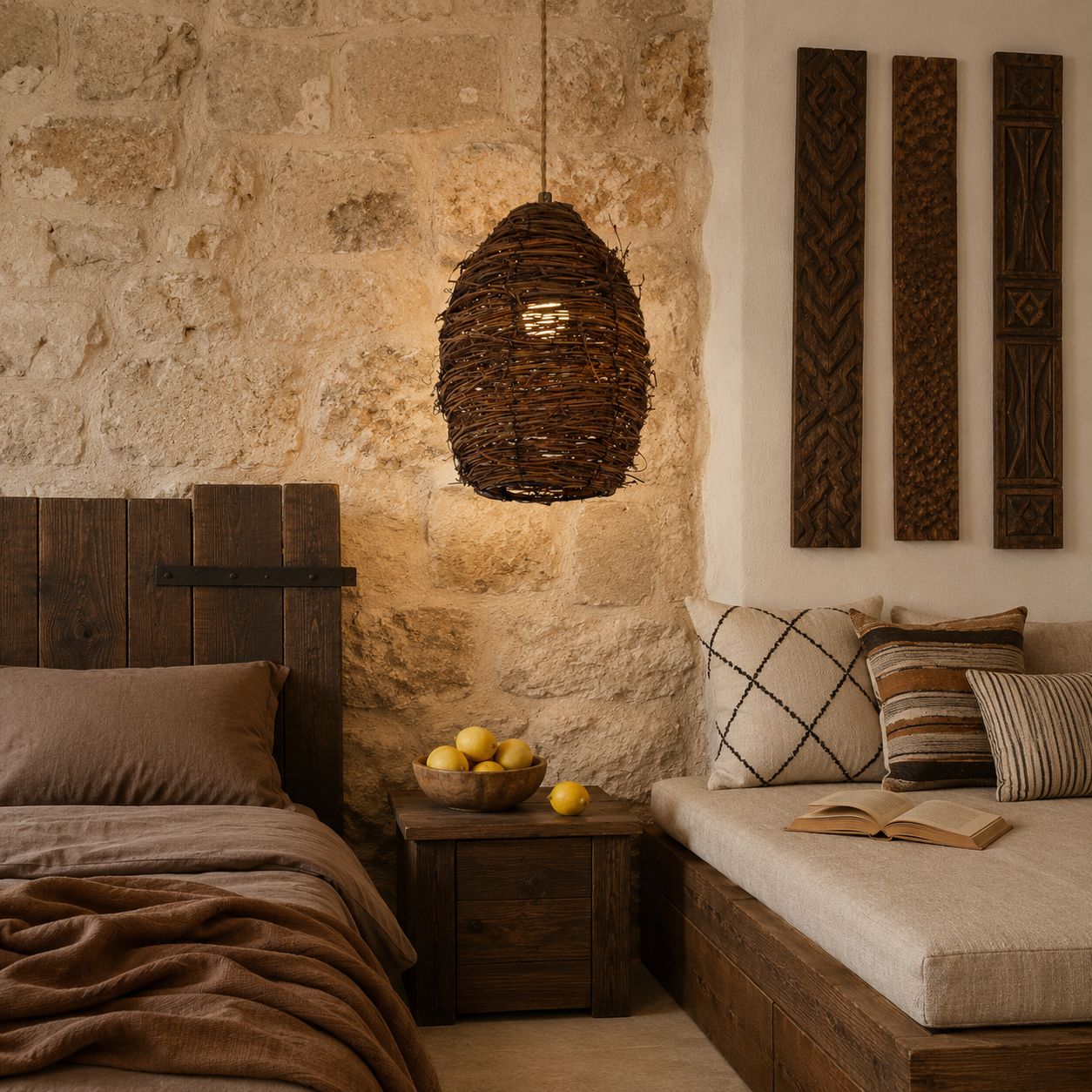 Lightsin Handcrafted Rustic Woven Rattan and Iron Pendant Light Lightsin UK 