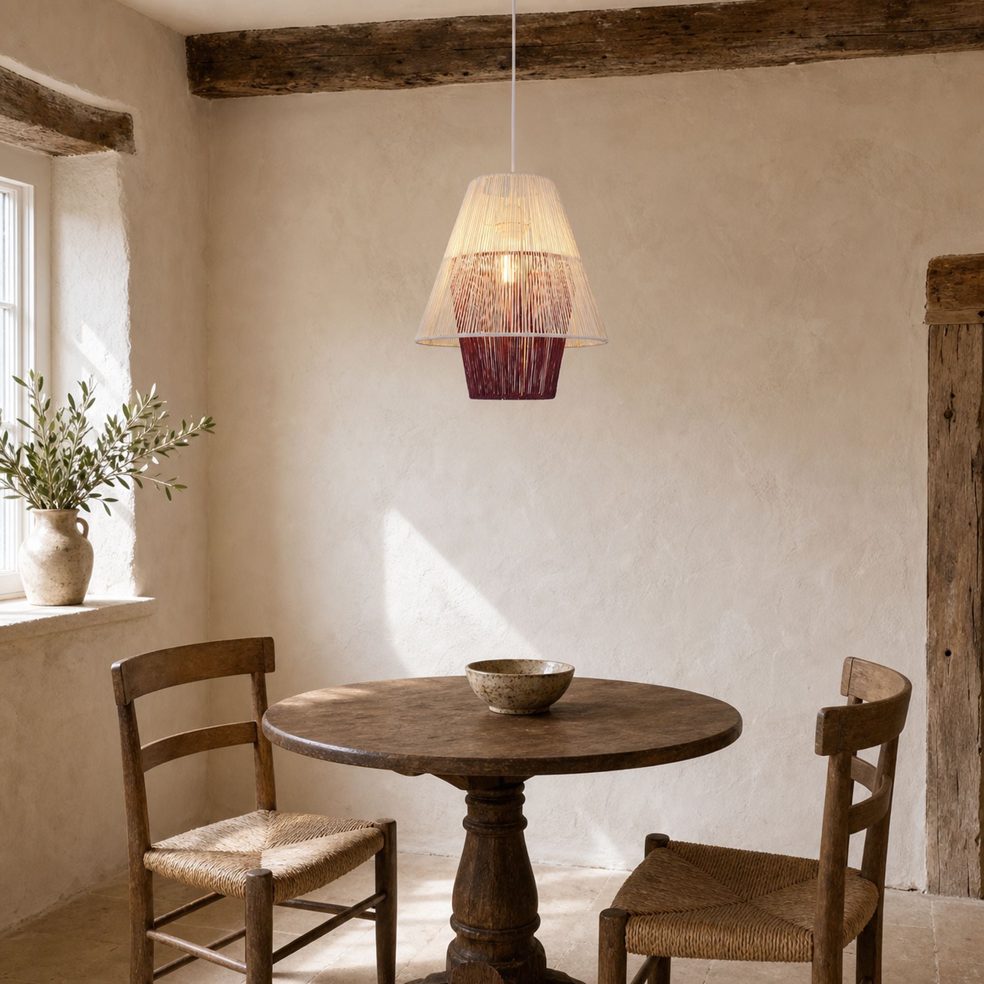 Lightsin Modern White Pendant Light with Purple Paper Rope Design Lightsin UK 