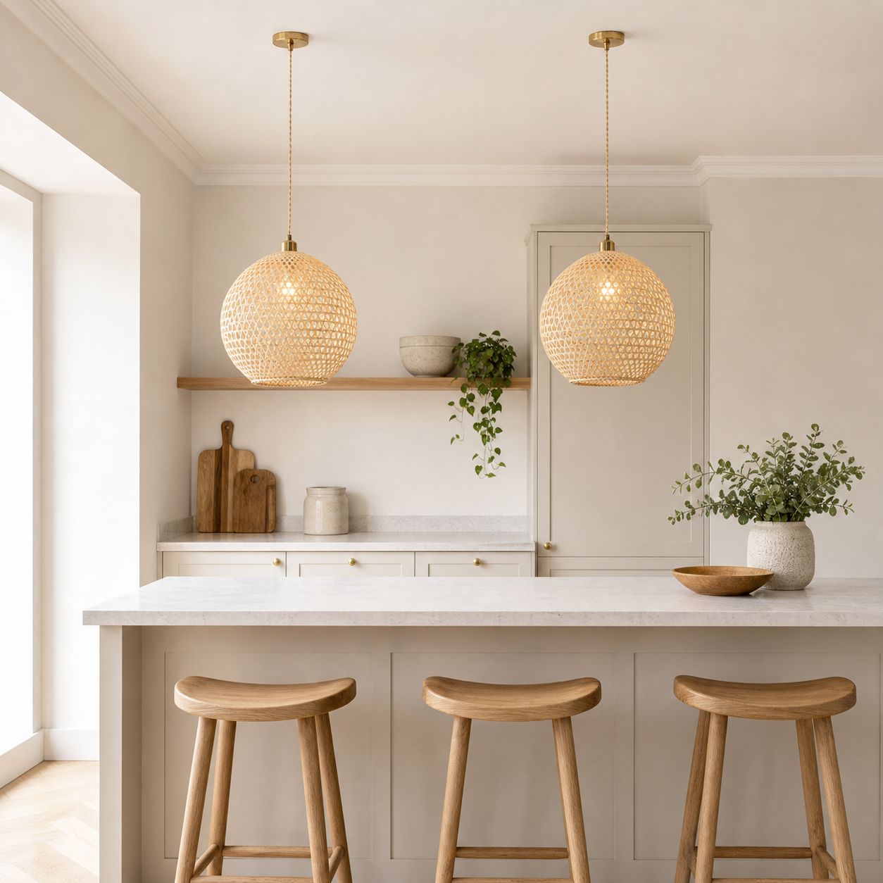 Lightsin Natural Bamboo Pendant Light with Handwoven Lampshades in Four Sizes Lightsin UK 