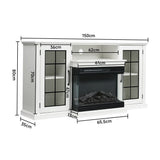 Electric Fireplace TV Stand with Glass Door Closed Storage 3 Flame Colours Freestanding Fireplaces Living and Home 