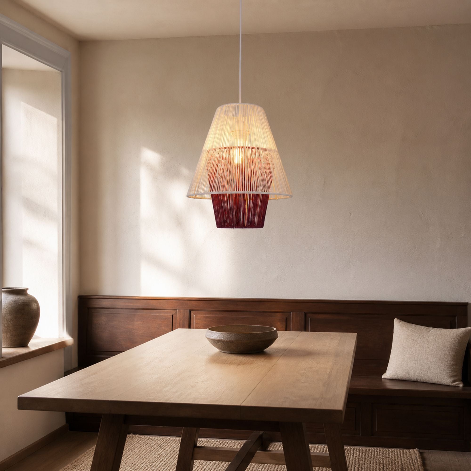 Lightsin Modern White Pendant Light with Purple Paper Rope Design Lightsin UK 