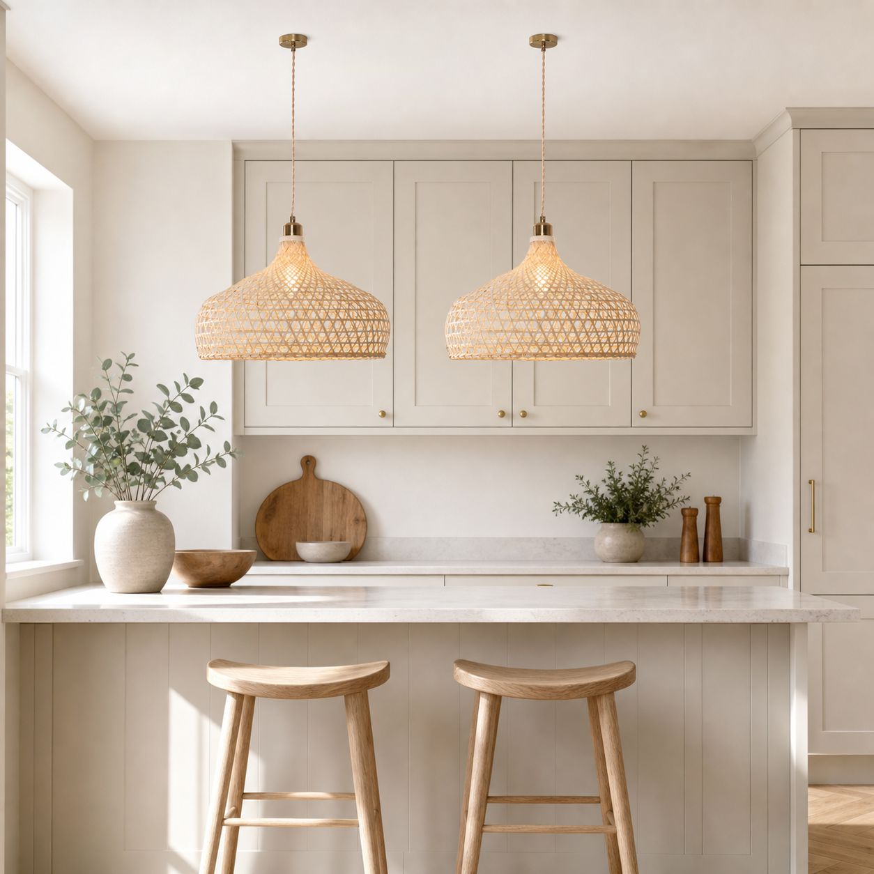 Lightsin Natural Bamboo Pendant Light with Handwoven Lampshades in Four Sizes Lightsin UK 