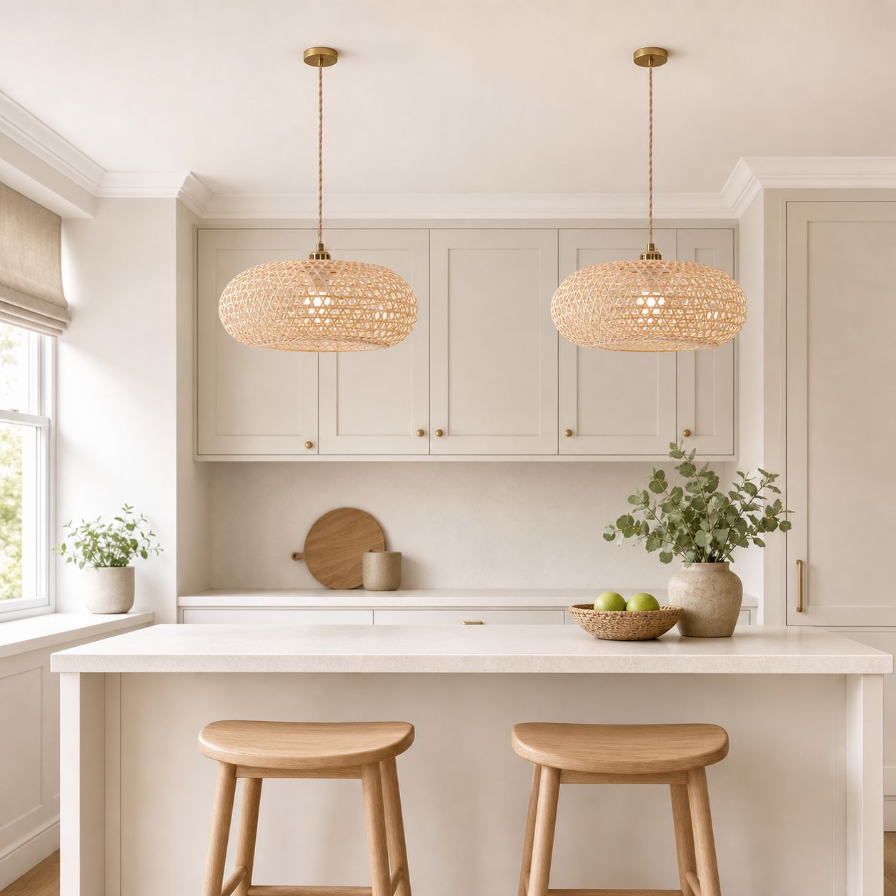 Lightsin Natural Bamboo Pendant Light with Handwoven Lampshades in Four Sizes Lightsin UK 