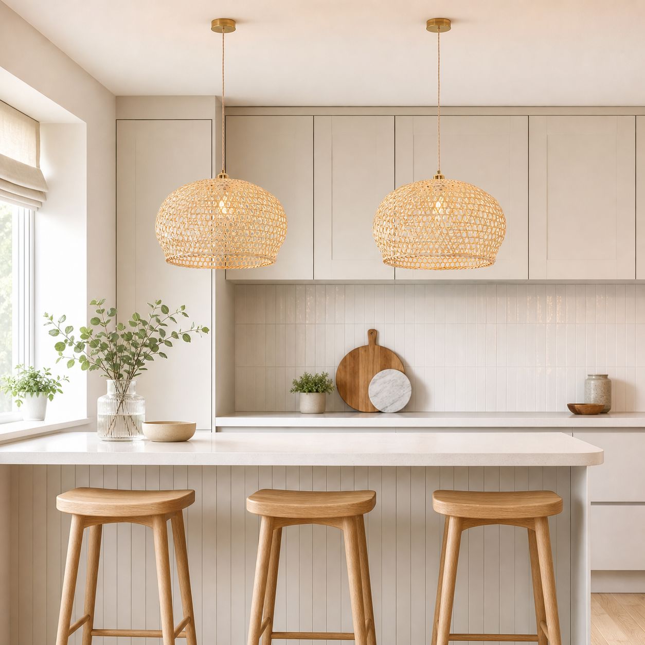 Lightsin Natural Bamboo Pendant Light with Handwoven Lampshades in Four Sizes Lightsin UK 