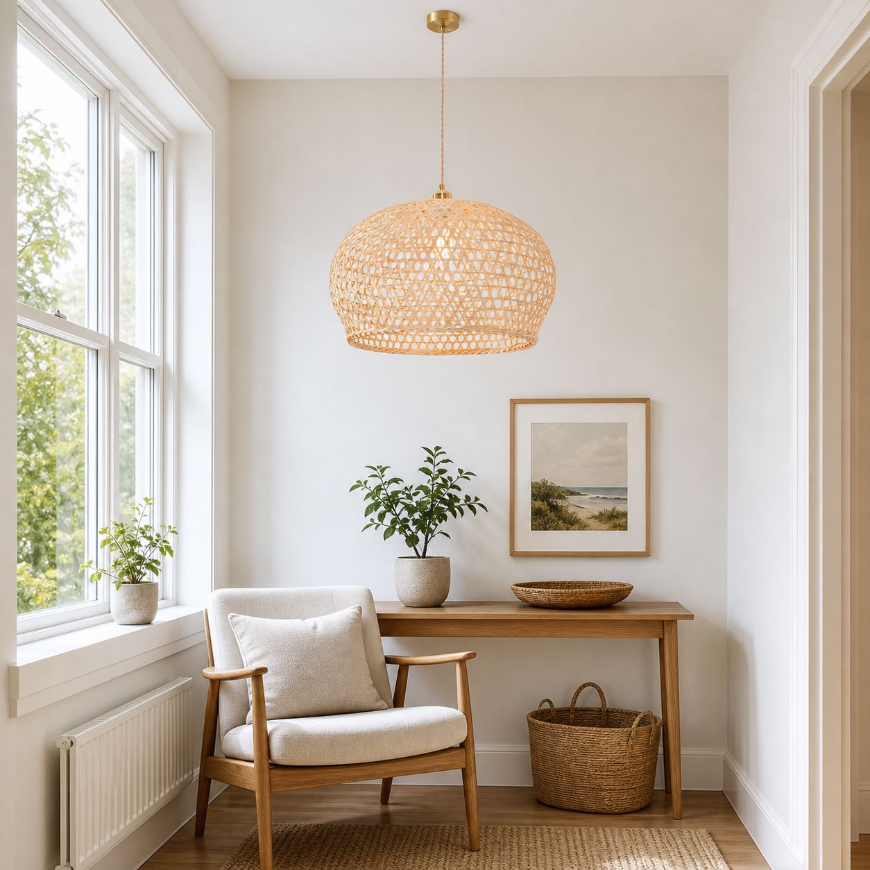 Lightsin Natural Bamboo Pendant Light with Handwoven Lampshades in Four Sizes Lightsin UK 
