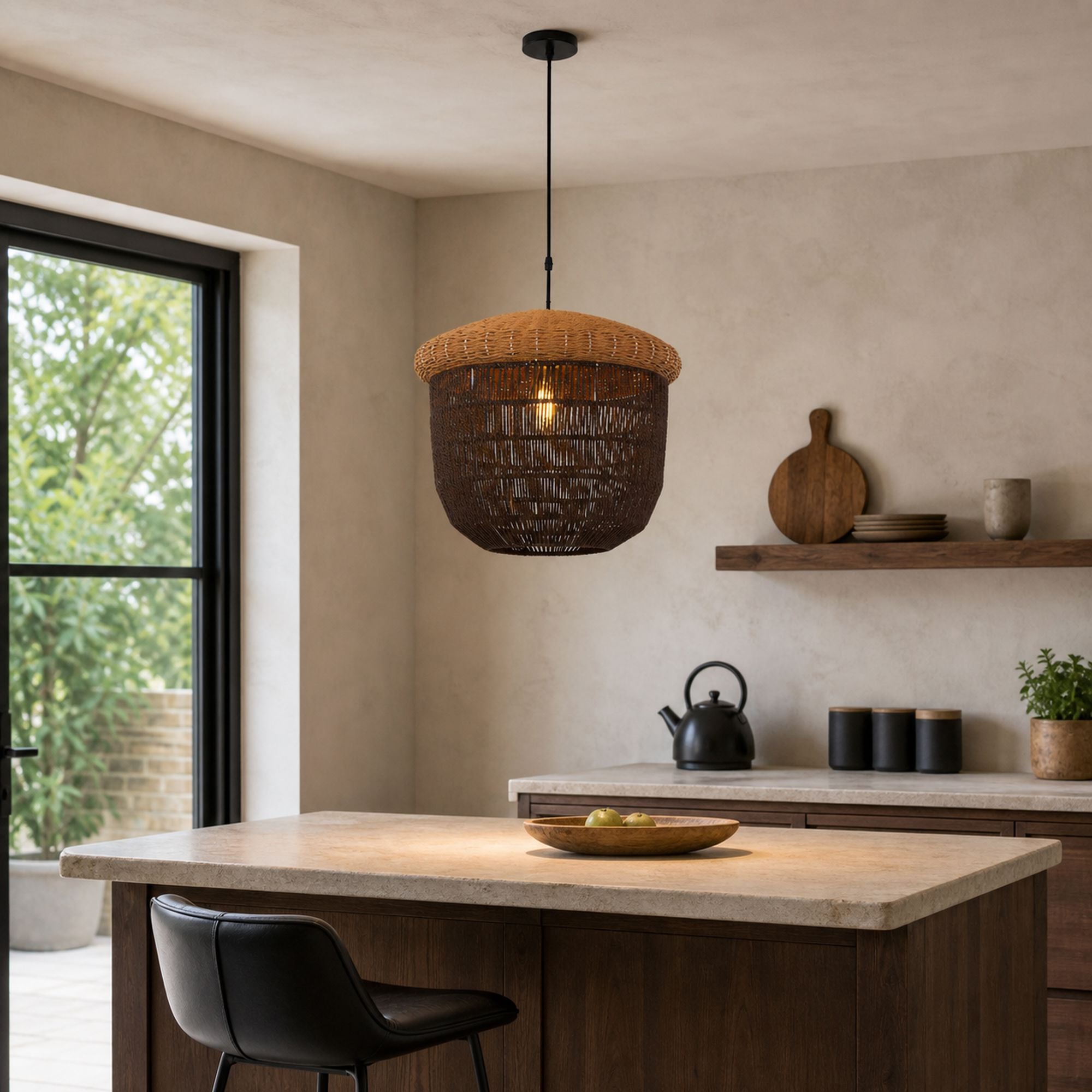 Lightsin Rustic Paper Rope Pendant Ceiling Light – Handwoven Eco-Friendly Light Fixture for Living Room, Dining, and Bedroom Ambiance Lightsin UK 