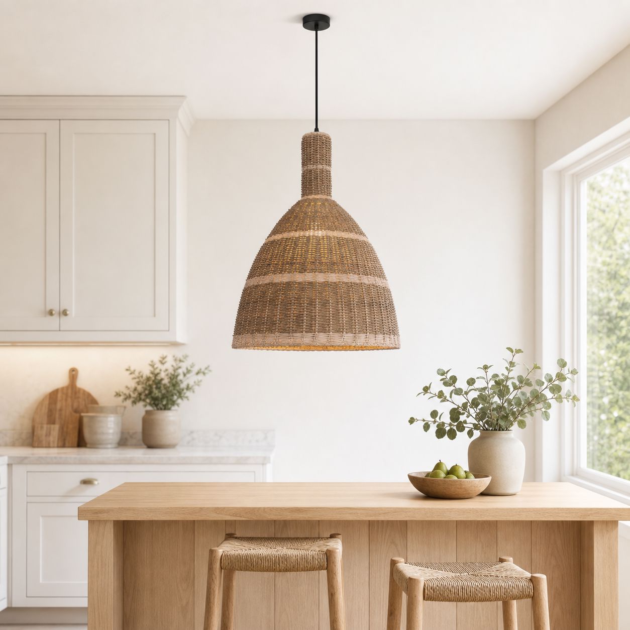 Lightsin Natural Grass Dome Pendant Light – Handwoven Ceiling Pendant Light for Boho, Living Room, and Eco-Friendly Interiors Lightsin UK 