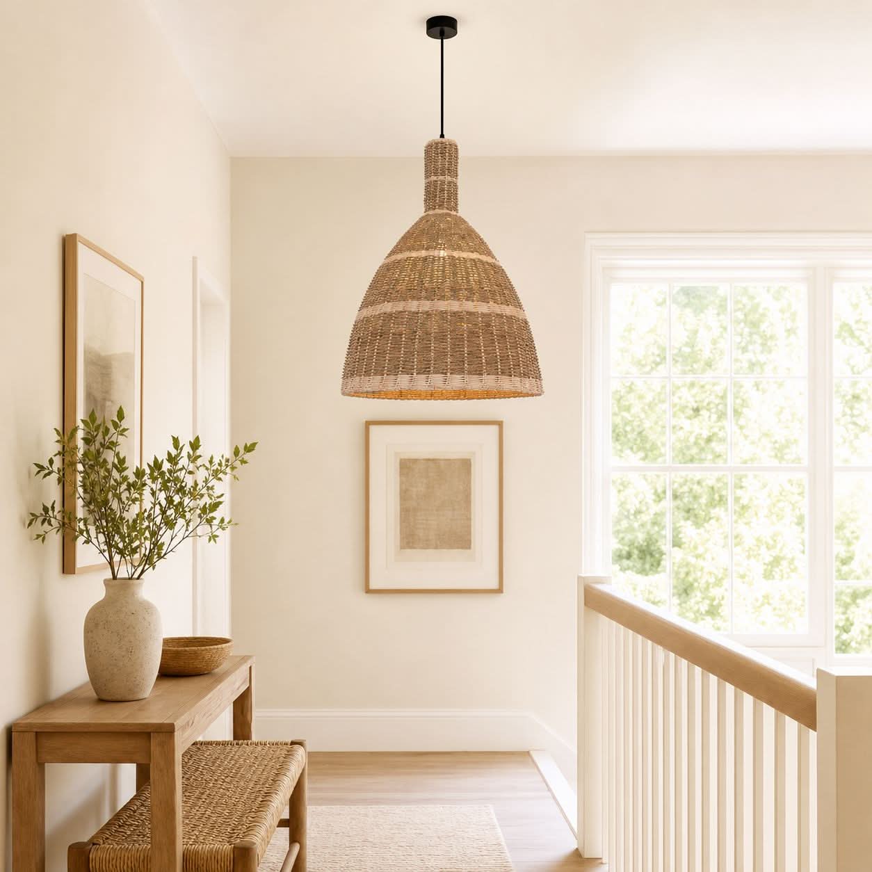 Lightsin Natural Grass Dome Pendant Light – Handwoven Ceiling Pendant Light for Boho, Living Room, and Eco-Friendly Interiors Lightsin UK 