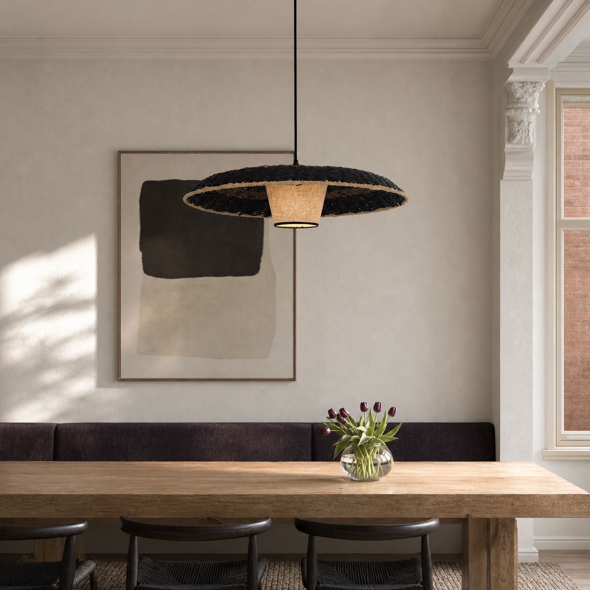 Lightsin Stylish Two-Tone Handwoven Pendant Light Fixture Lightsin UK 