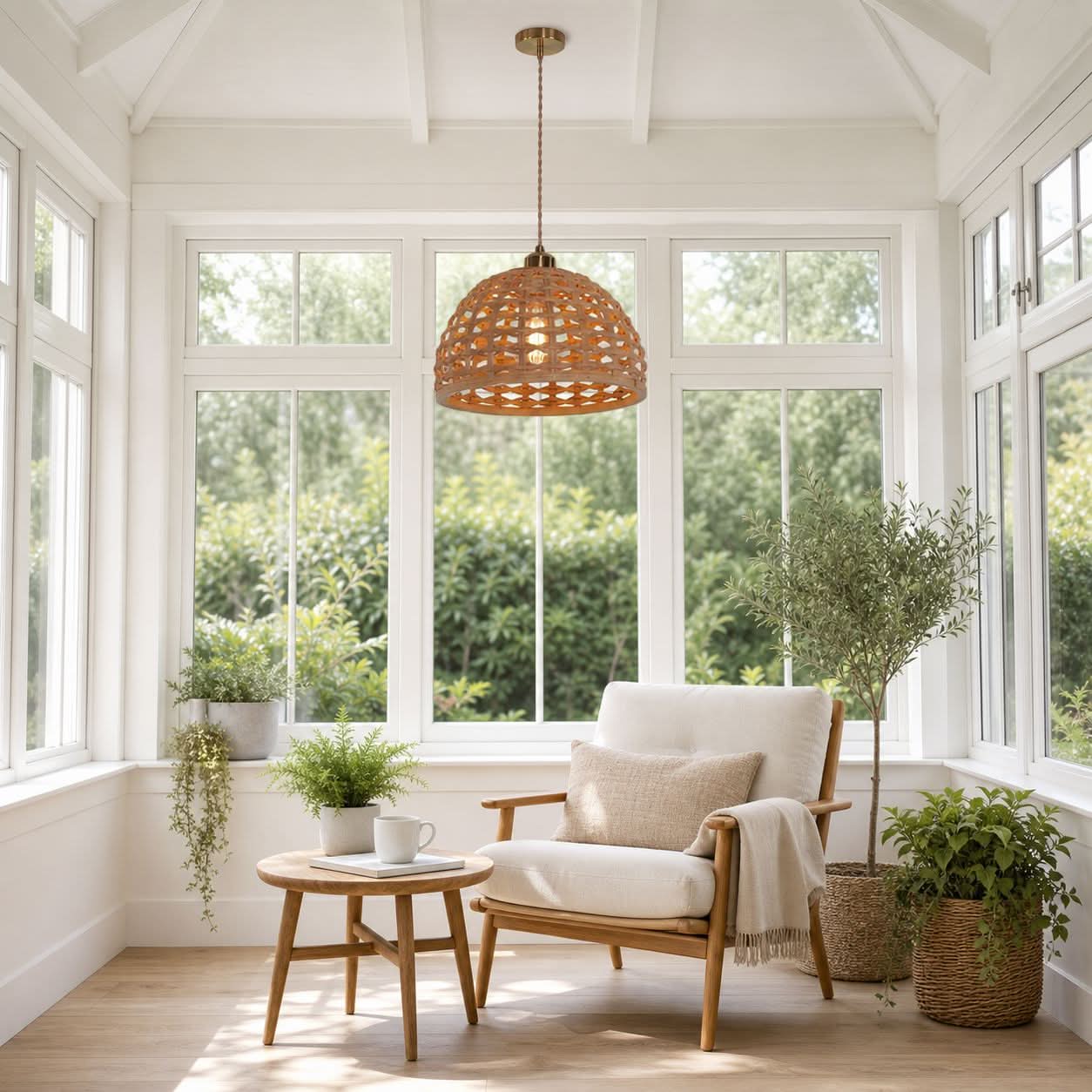 Lightsin Nature-Inspired Wooden Dome Warm Glow Pendant Light Lightsin UK 