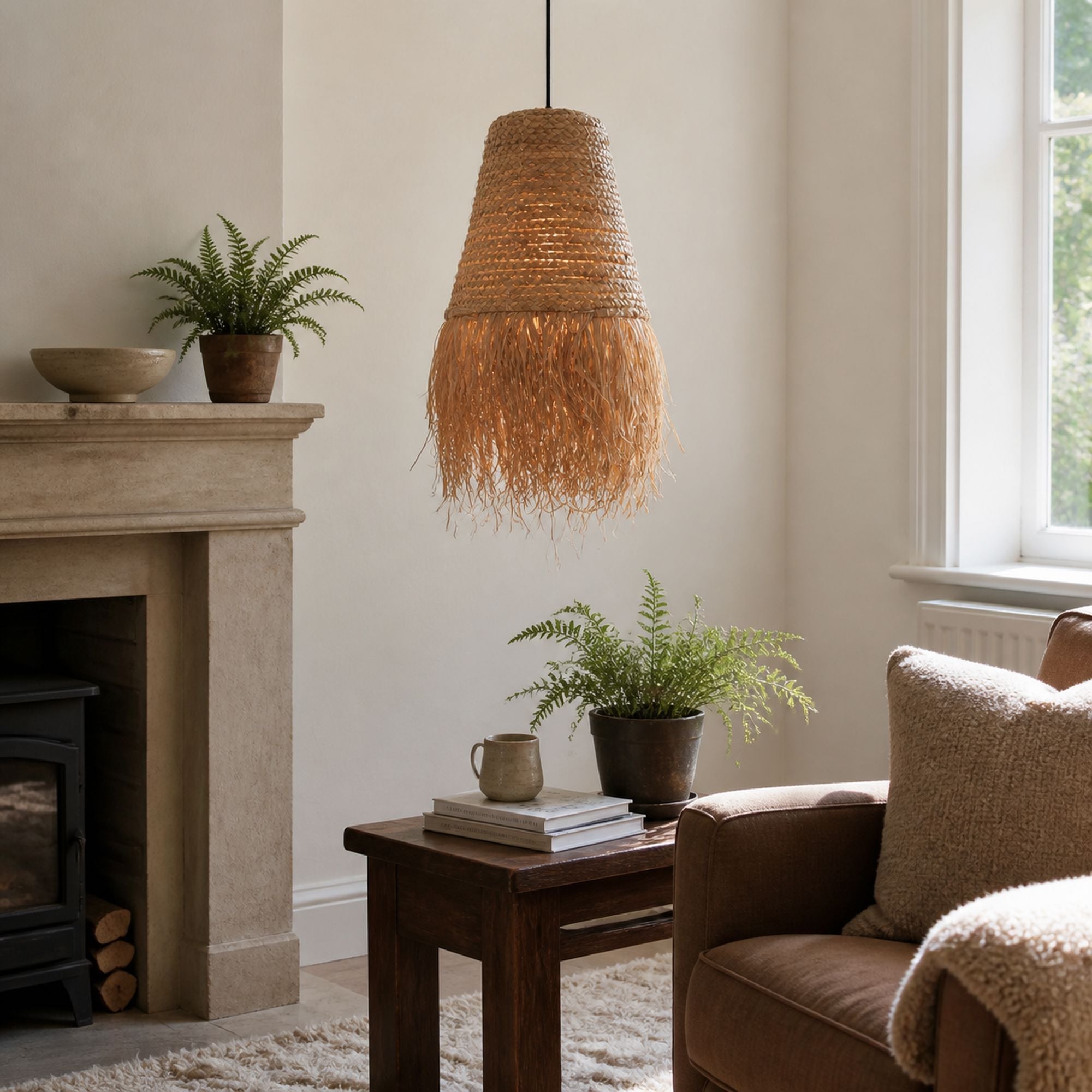 Lightsin Zen Wabi-Sabi Woven Pendant Light with Natural Grass Texture Lightsin UK 