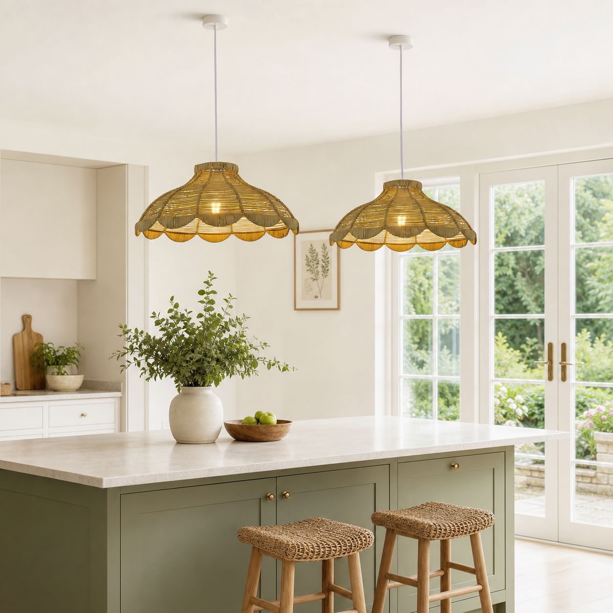 Lightsin Reseda Petal Shaped Rattan Pendant Light Lightsin UK 
