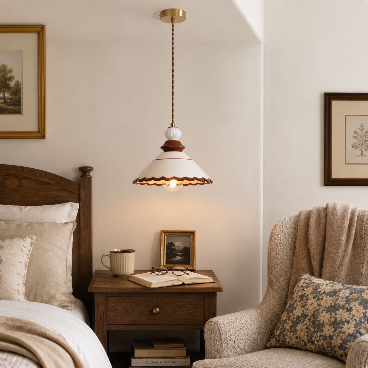 Brown Ceramic Lace Pendant Light | E27 Decorative Ceiling Lamp Pendant Light Lightsin UK 