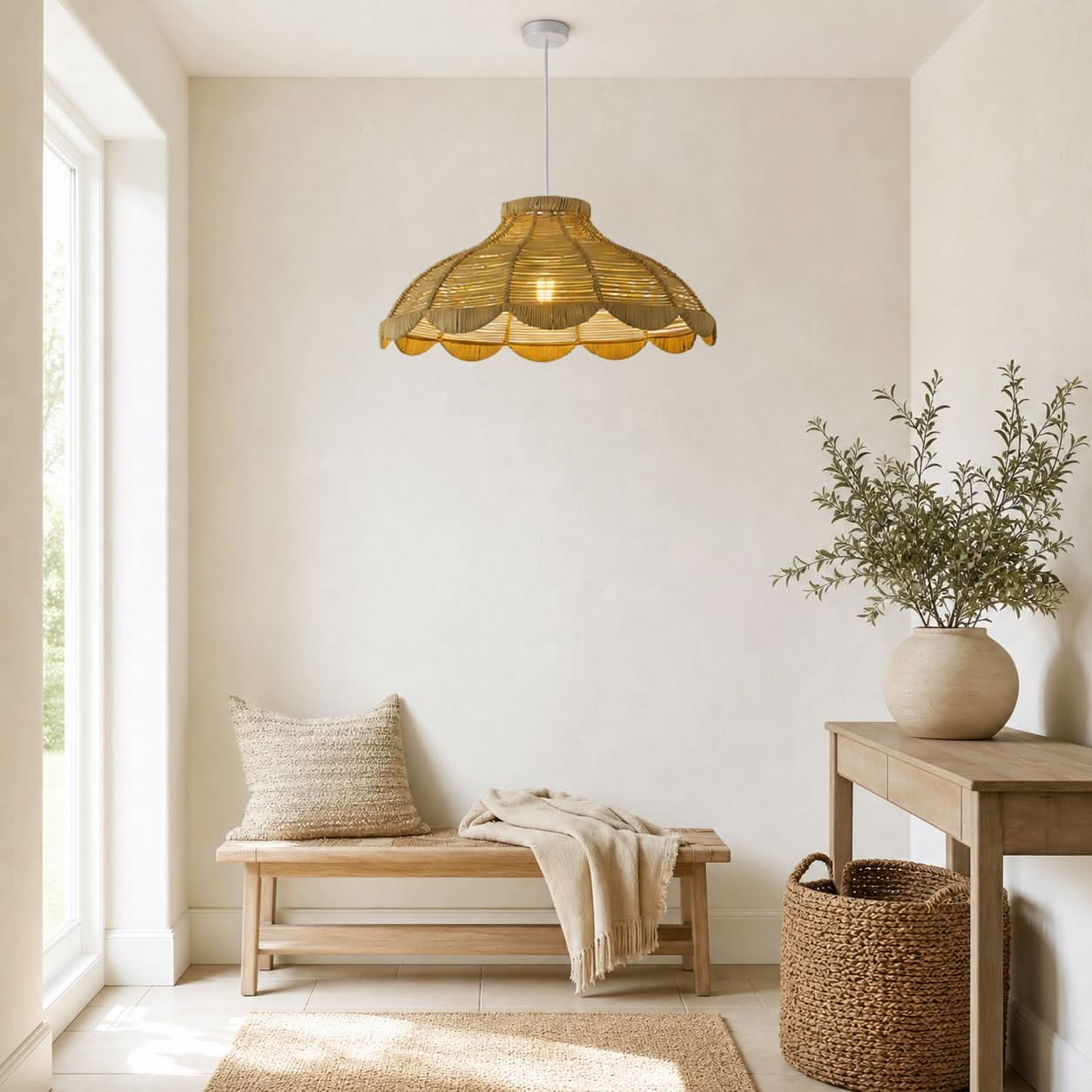 Lightsin Reseda Petal Shaped Rattan Pendant Light Lightsin UK 
