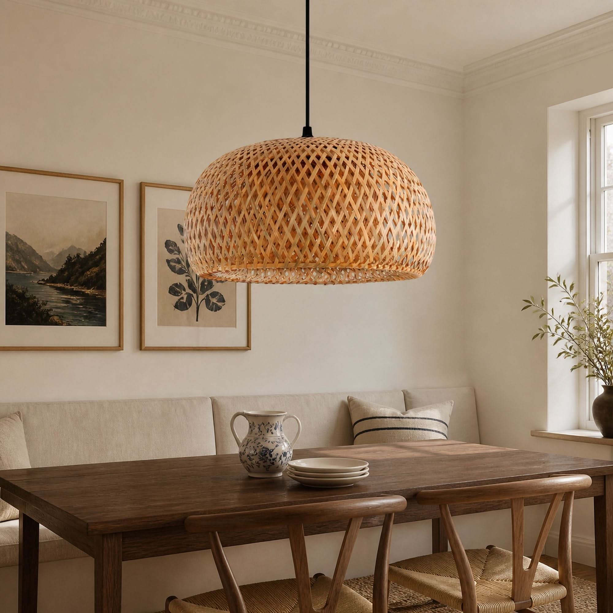 Lightsin Vintage Handwoven Bamboo Dome Pendant Light Lightsin UK 