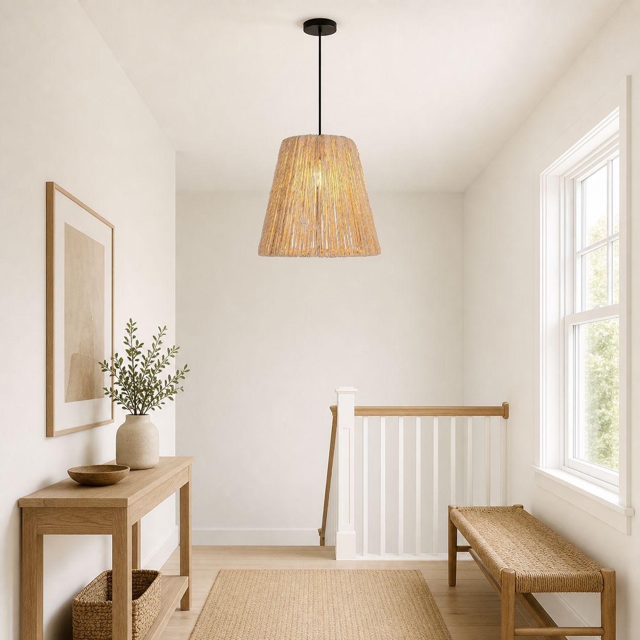 Lightsin Rustic Hemp Rope Woven Pendant Light for Cozy Interiors Lightsin UK 