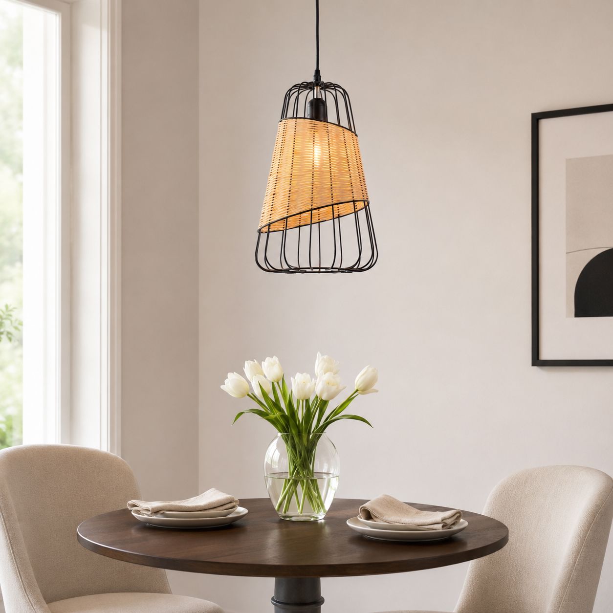 ‍Lightsin Lantern-Inspired Rattan Ceiling Light for Cozy Natural Elegance (100% off) Lightsin UK 