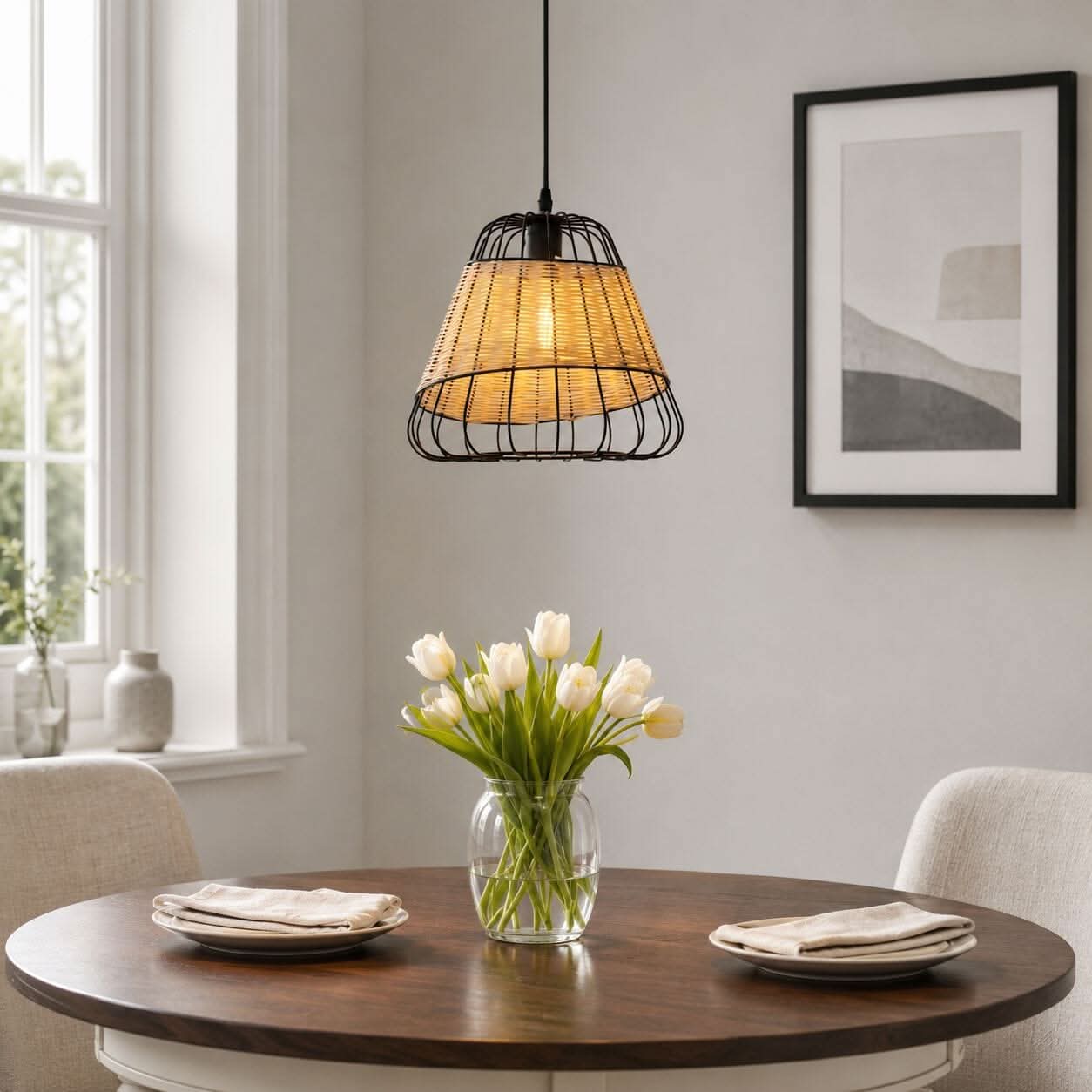 ‍Glyph-Lightsin Bell-Shaped Rattan Pendant Light for Timeless Rustic Elegance (100% off) Lightsin UK 