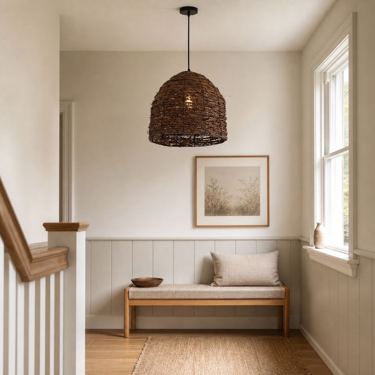 Lightsin Rustic Woven Rattan Dome Pendant Light for Cozy Interiors Lightsin UK 