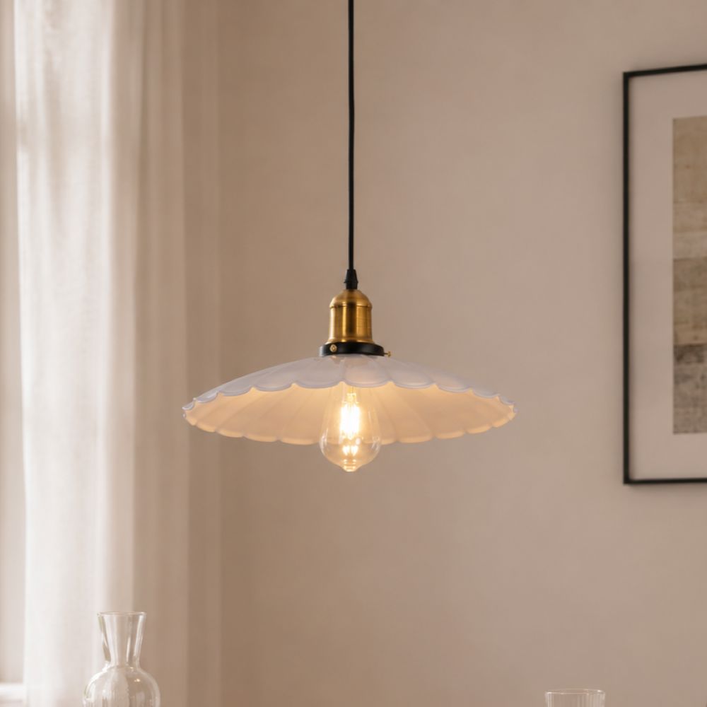 White Iron Pendant Light | Adjustable E27 Ceiling Lamp Pendant Light Lightsin UK In Stock 