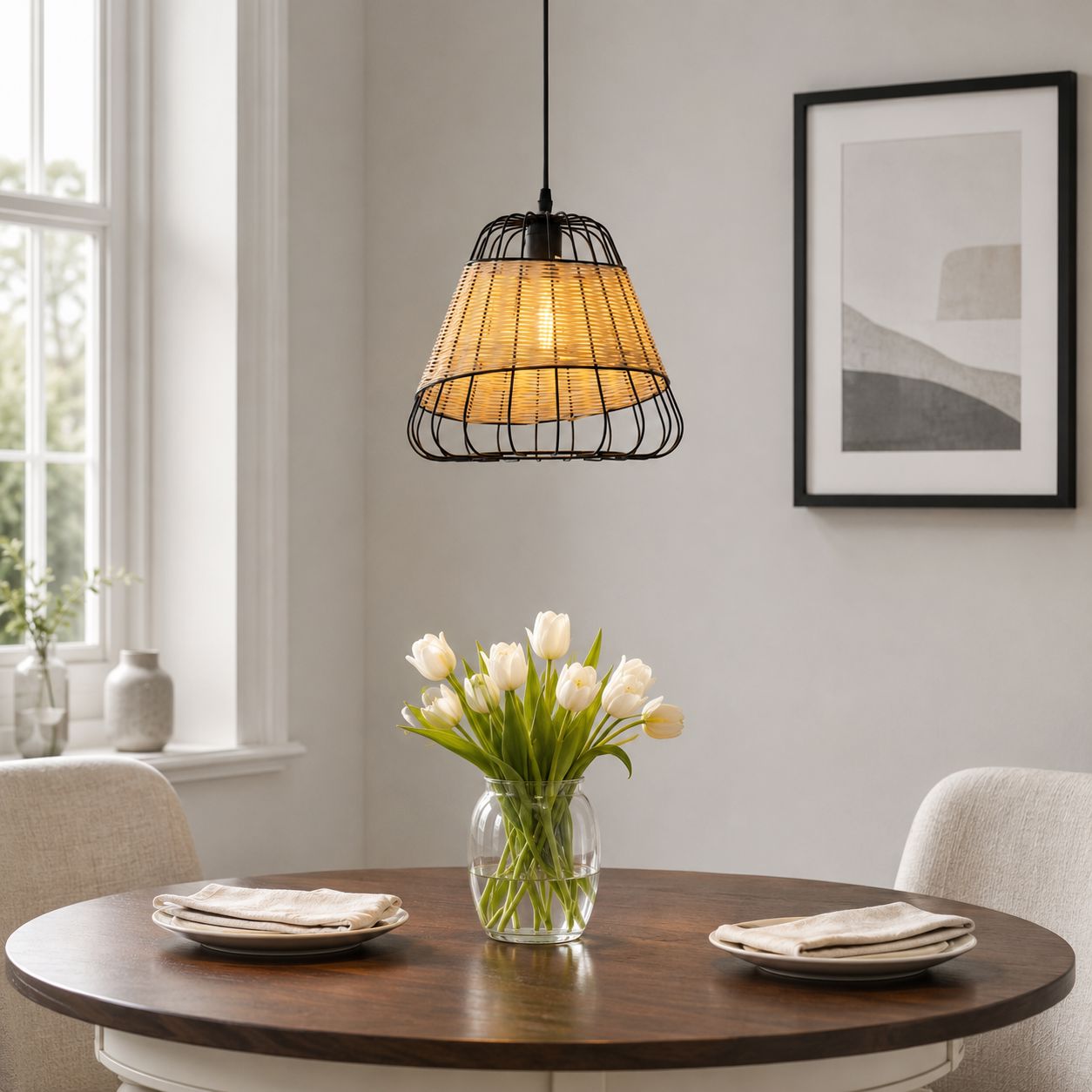 ‍Lightsin Bell-Shaped Rattan Pendant Light for Timeless Rustic Elegance (100% off) Lightsin UK 
