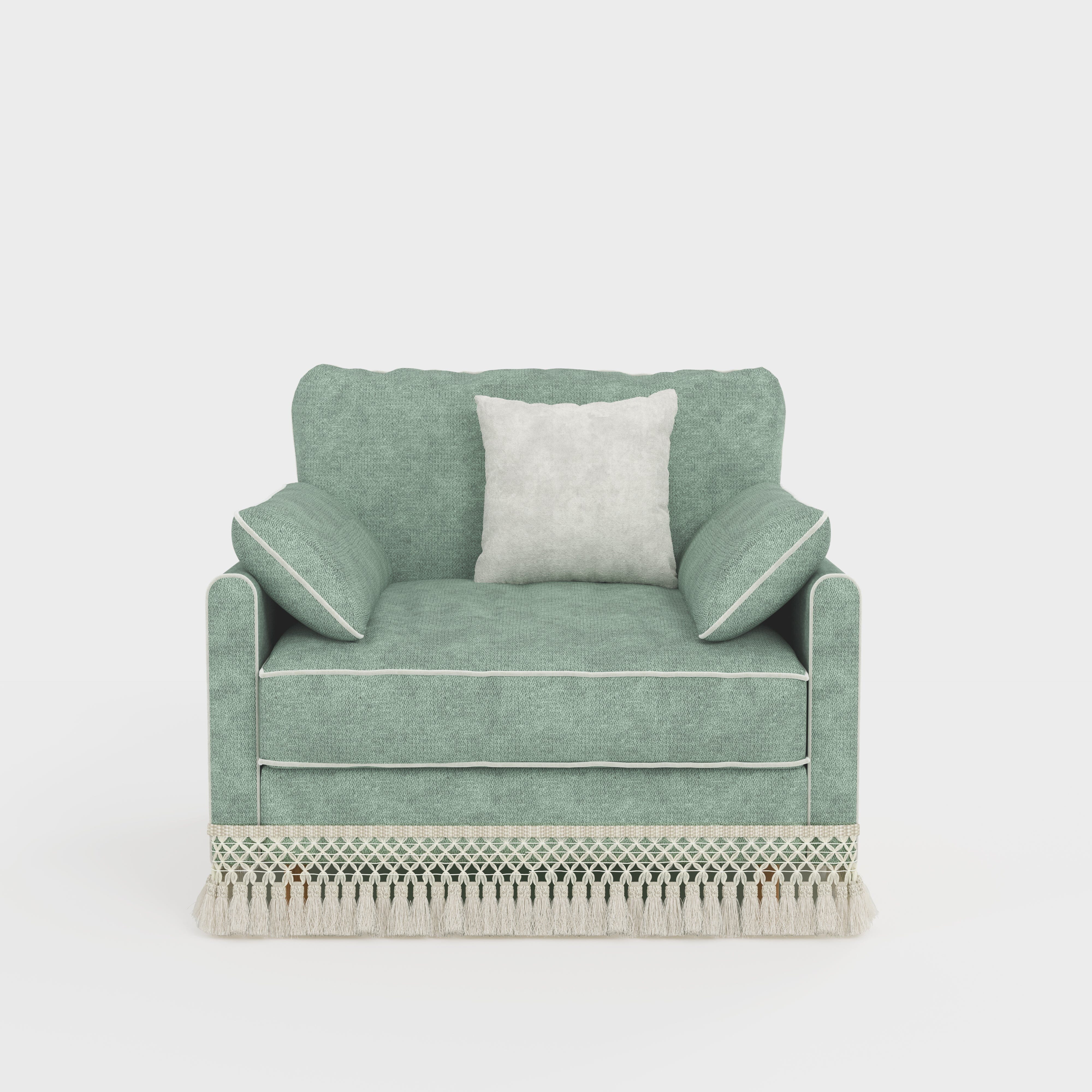 Cotton Linen Detachable Modular Sofa with Fringed Trim Cottonfy UK Single Mint Green Pre-Order