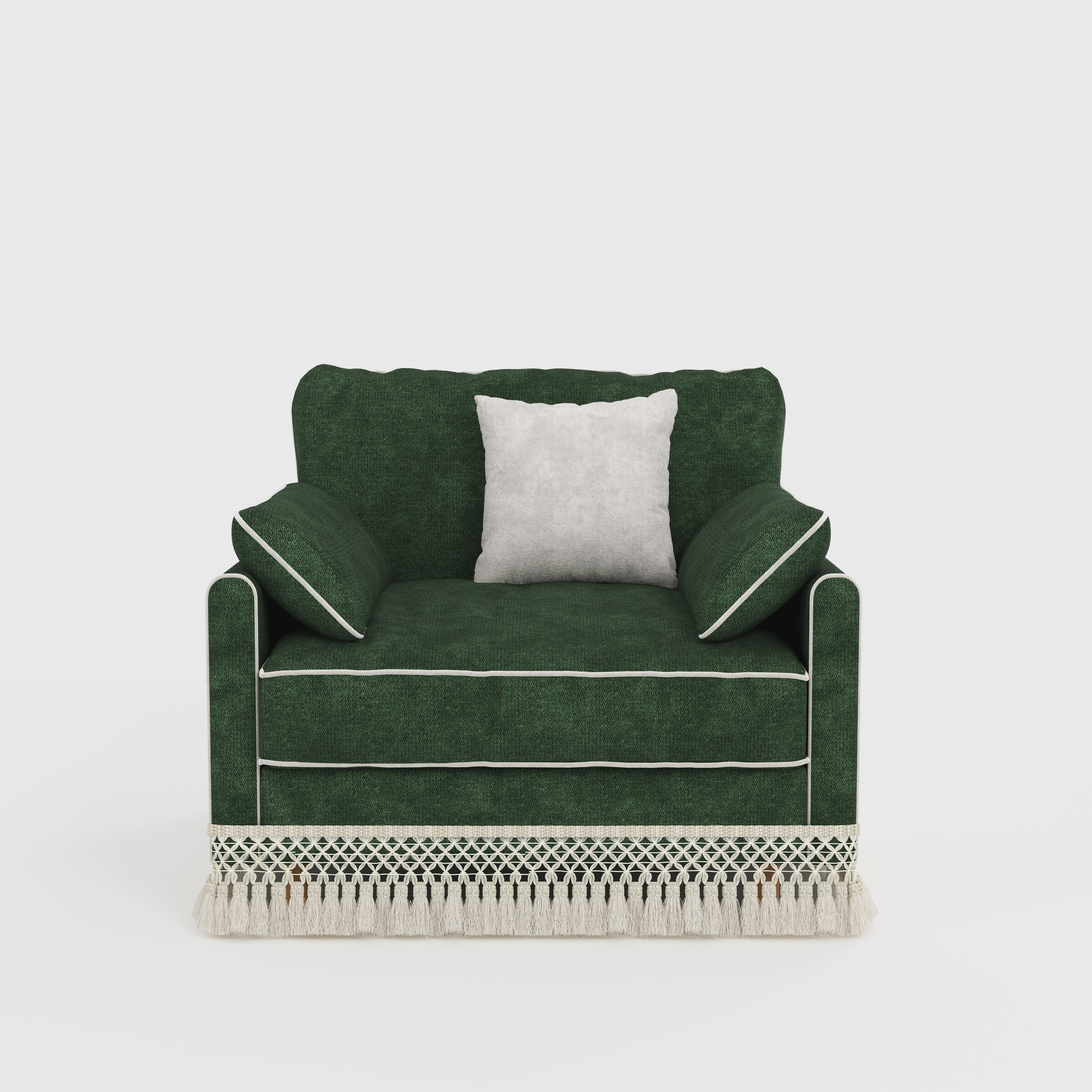 Cotton Linen Detachable Modular Sofa with Fringed Trim Cottonfy UK Single Forest Green Pre-Order