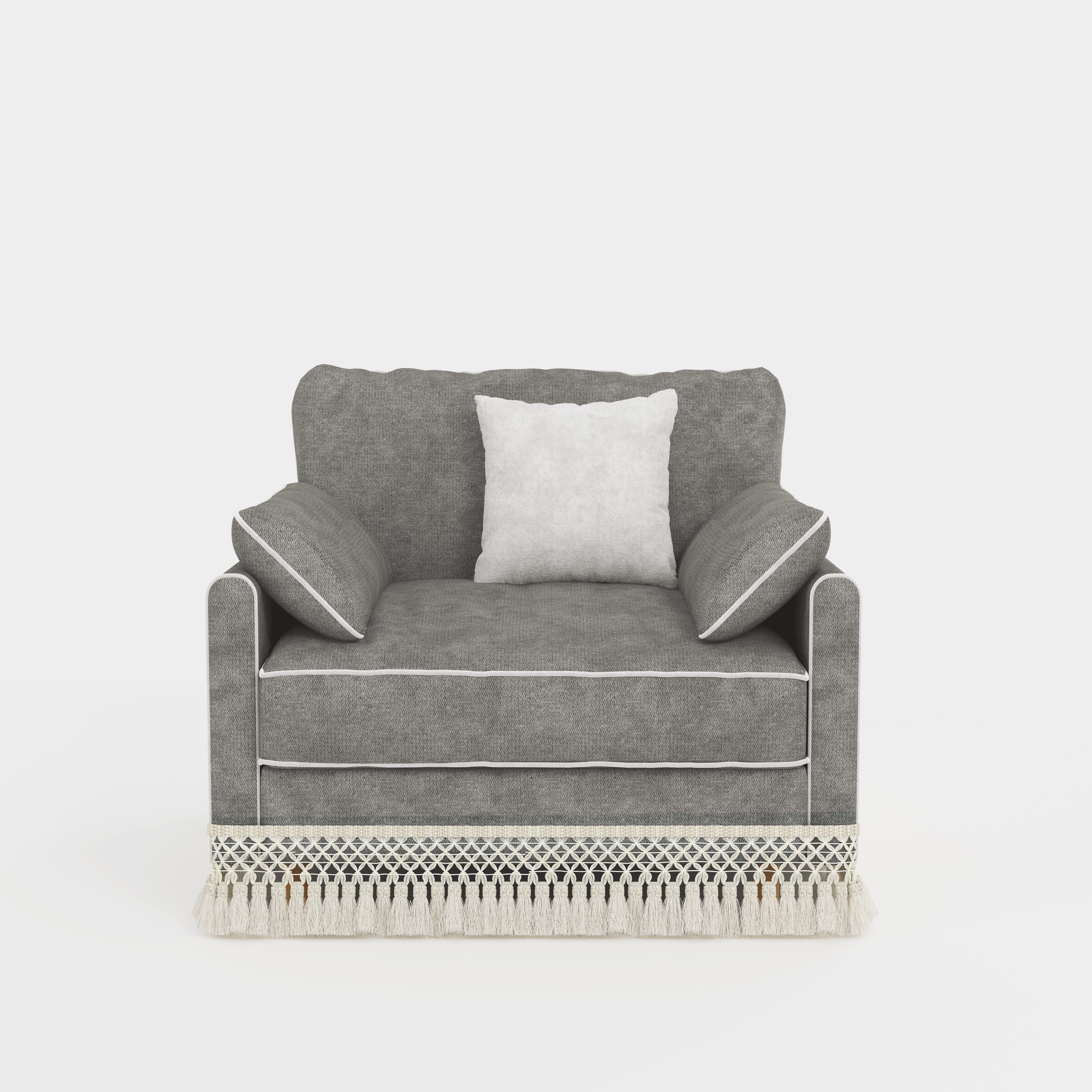 Cotton Linen Detachable Modular Sofa with Fringed Trim Cottonfy UK Single Flint Gray Pre-Order