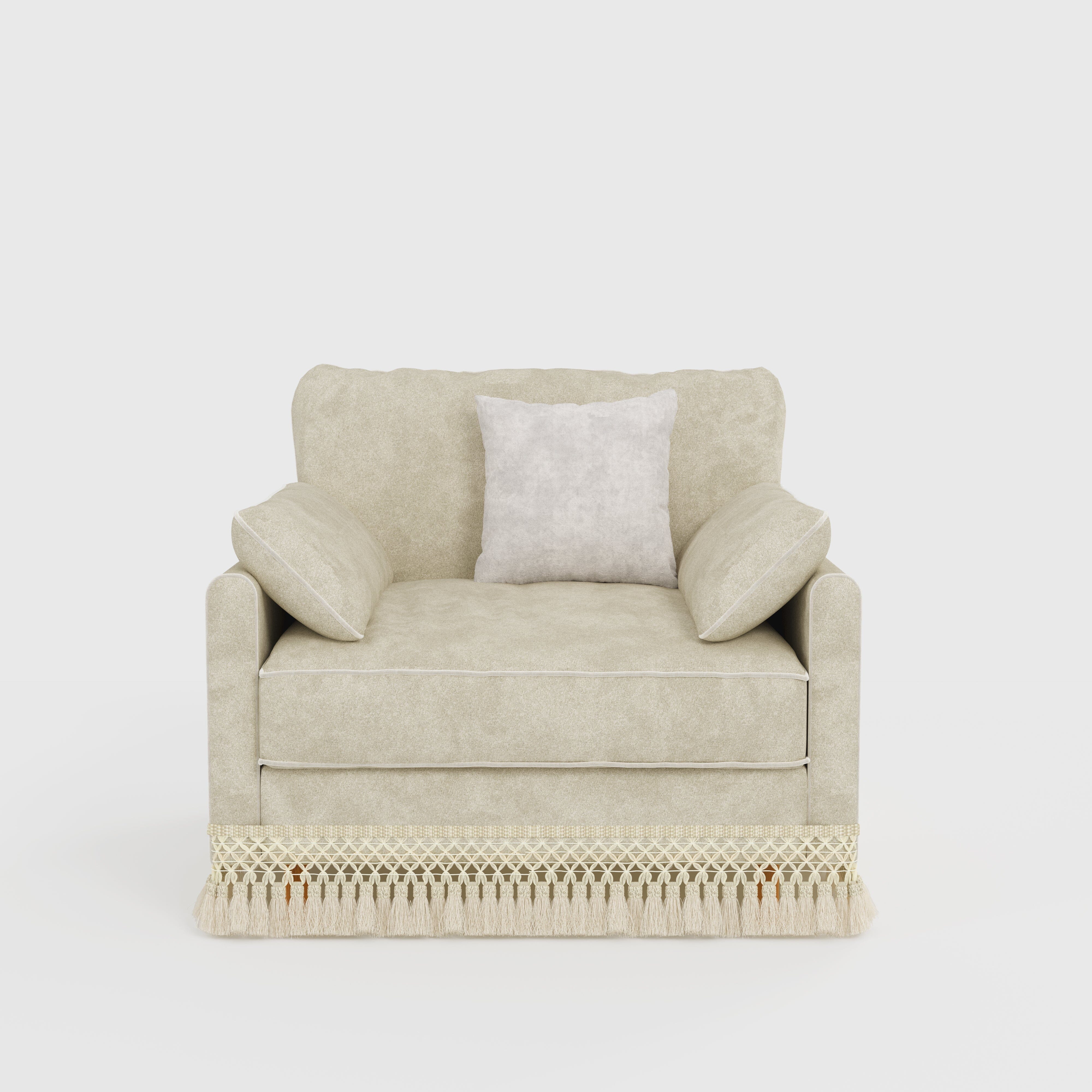 Cotton Linen Detachable Modular Sofa with Fringed Trim Cottonfy UK Single Oatmeal Pre-Order