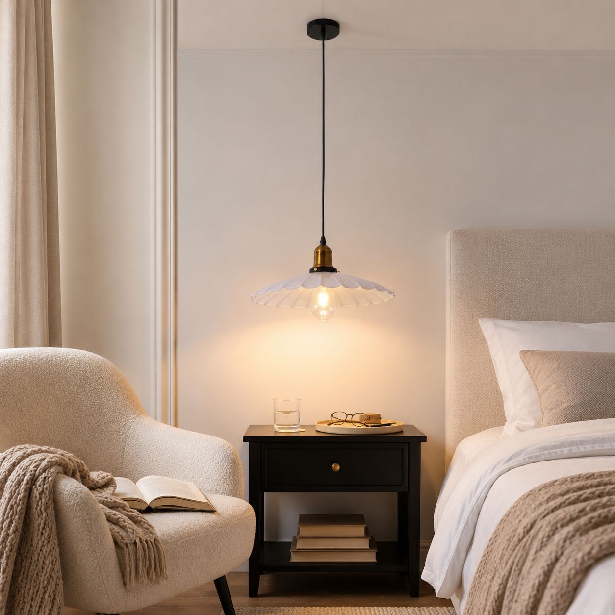 White Iron Pendant Light | Adjustable E27 Ceiling Lamp Pendant Light Lightsin UK 