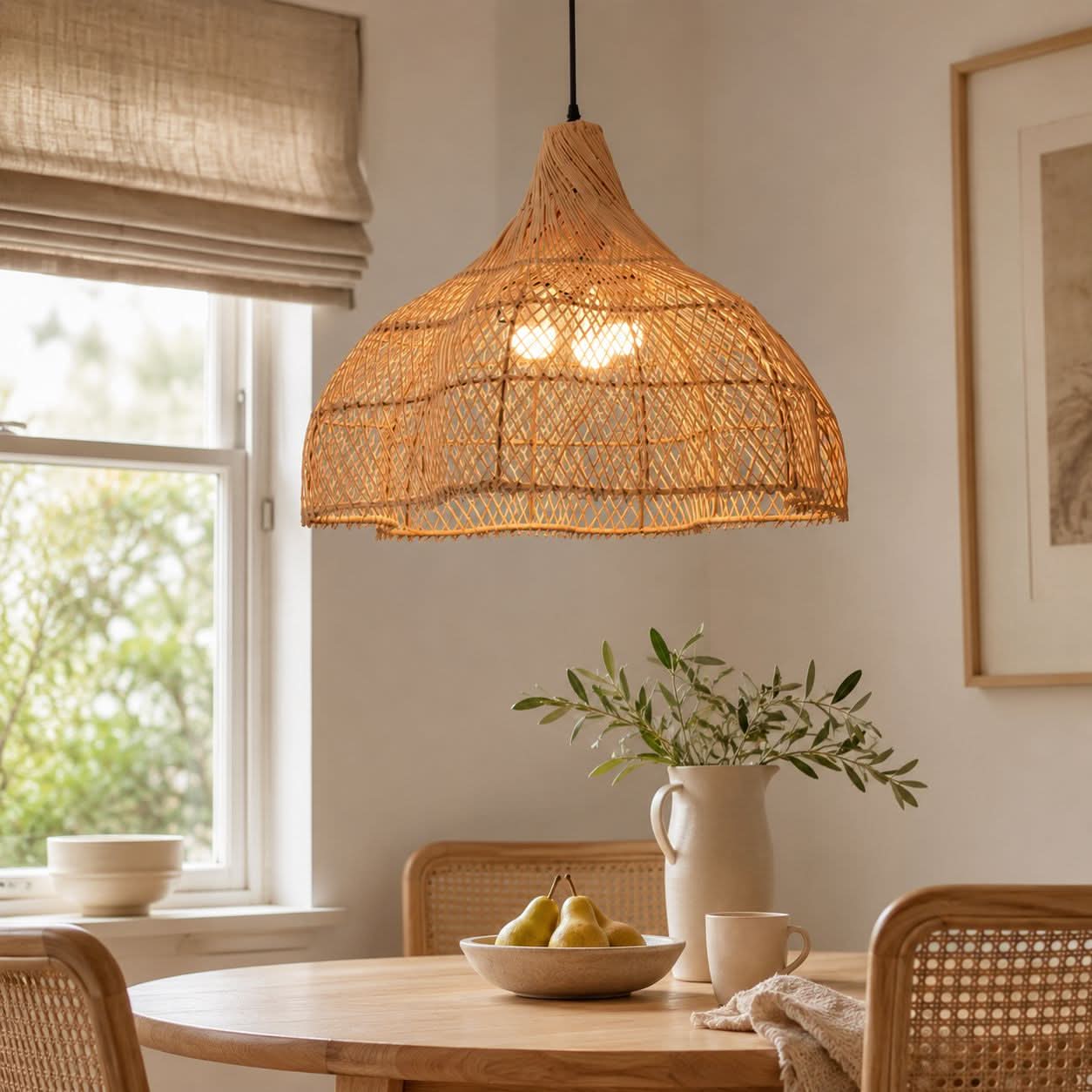 Lightsin Handcrafted Bamboo Rattan Pendant Light with Tranquil Umbrella Design Lightsin UK 