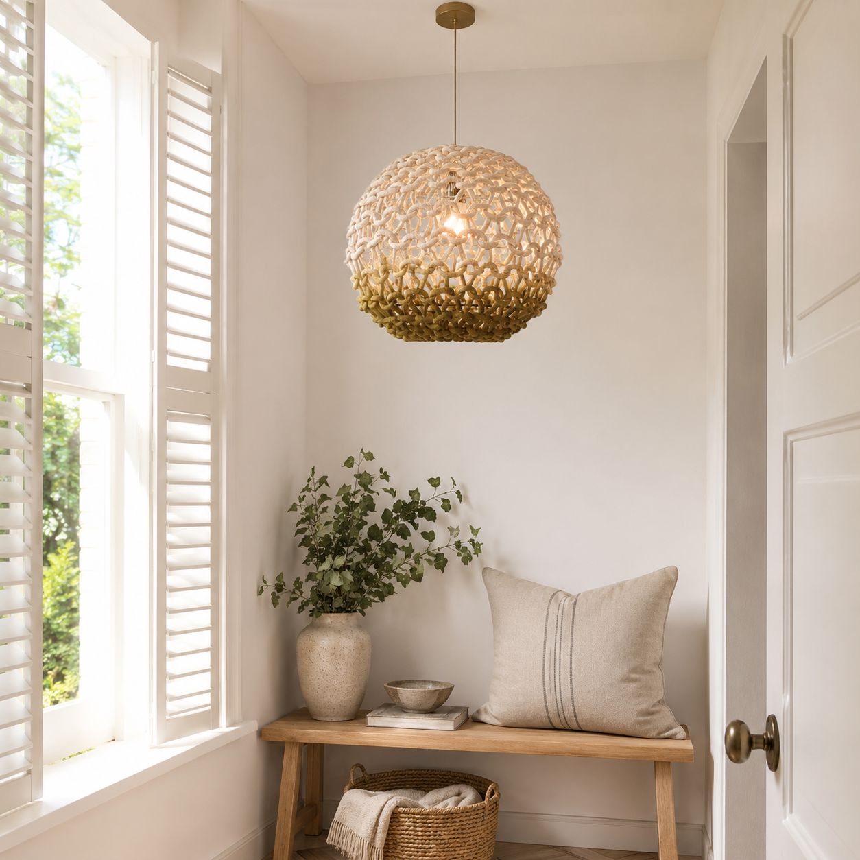 Lightsin Pendant Ceiling Light with Artisanal Globe-Shaped Cotton Rope for Natural Elegance Lightsin UK 
