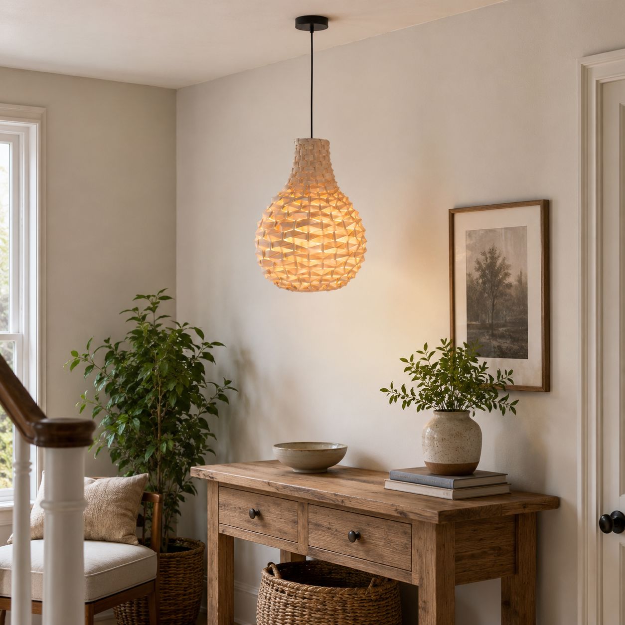 Lightsin Bamboo Hand-Weaving Pendant Light Natural Art Lighting Fixture Lightsin UK 