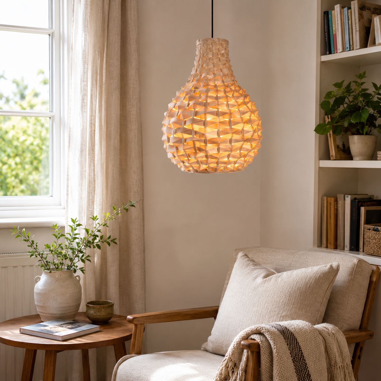 Lightsin Bamboo Hand-Weaving Pendant Light Natural Art Lighting Fixture Lightsin UK 