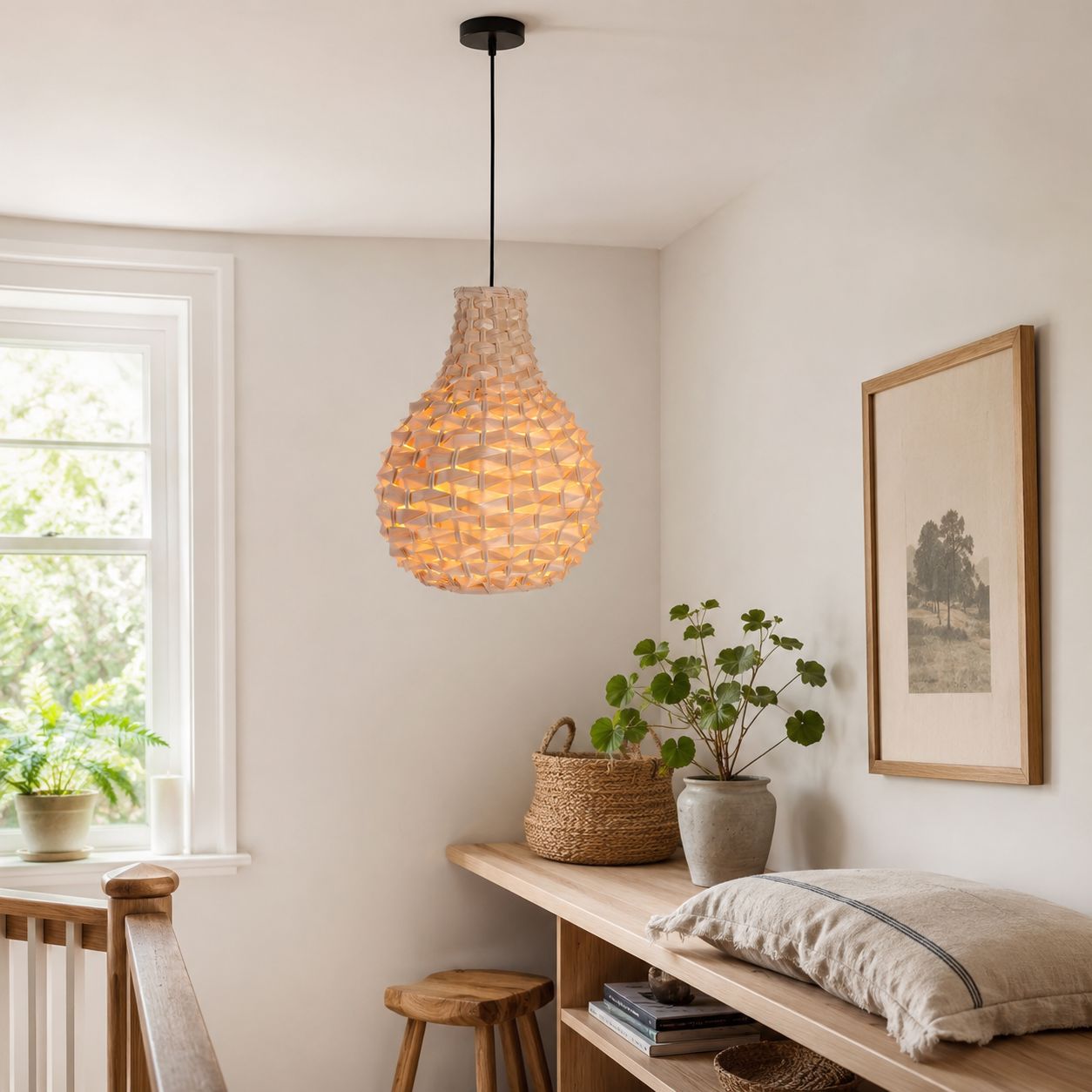 Lightsin Bamboo Hand-Weaving Pendant Light Natural Art Lighting Fixture Lightsin UK 