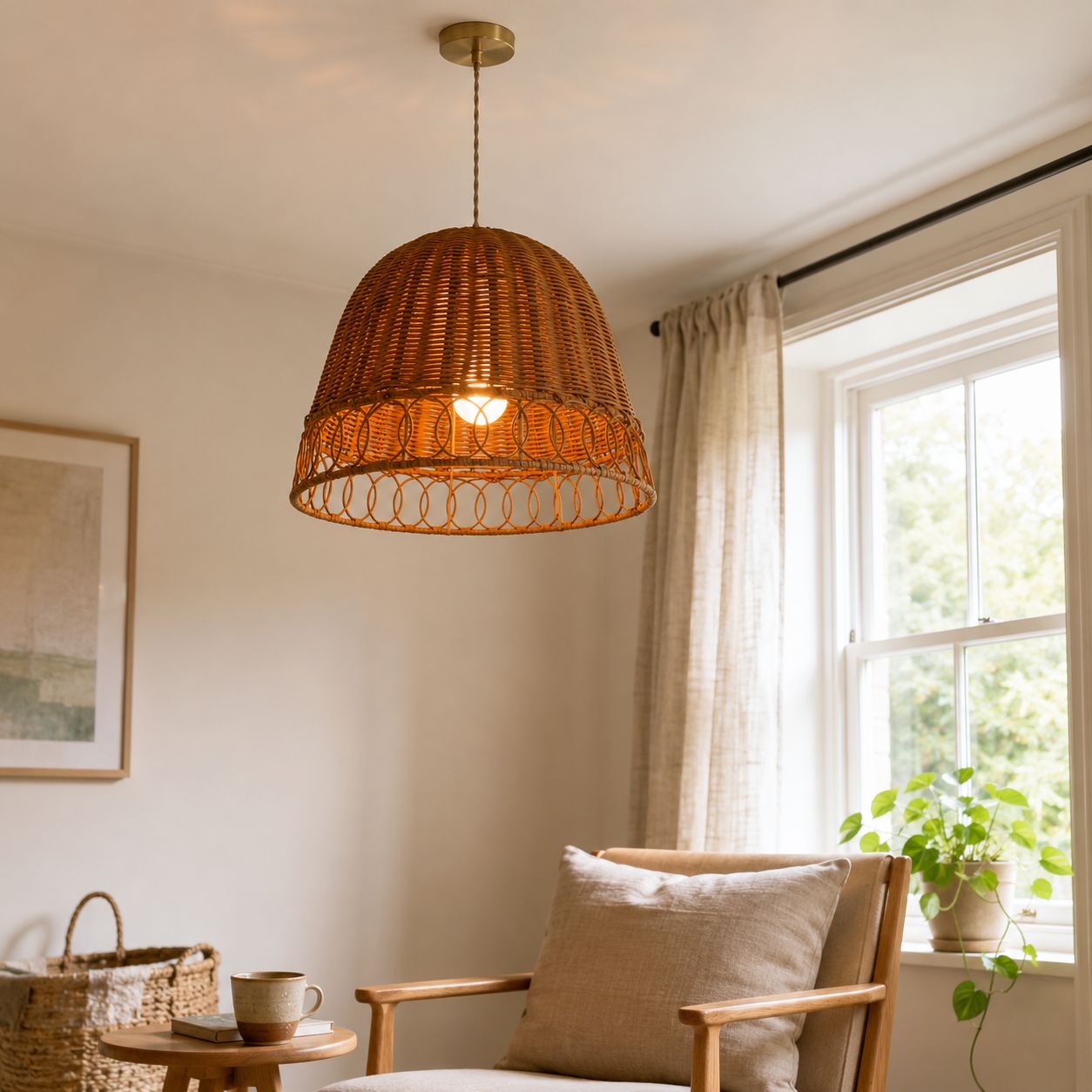 Lightsin Handwoven Rattan Pendant Light – Eco-Friendly, Warm Lighting for Cozy Living Rooms & Dining Spaces Lightsin UK 