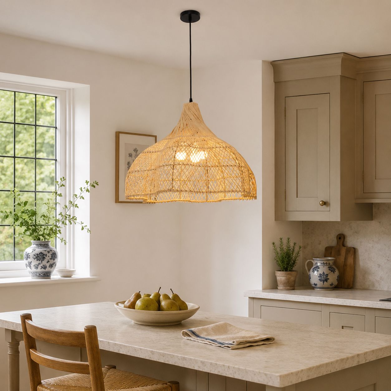 Lightsin Handcrafted Bamboo Rattan Pendant Light with Tranquil Umbrella Design Lightsin UK 