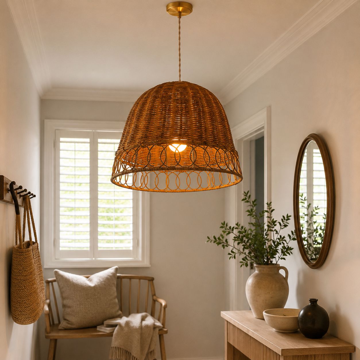 Lightsin Handwoven Rattan Pendant Light – Eco-Friendly, Warm Lighting for Cozy Living Rooms & Dining Spaces Lightsin UK 