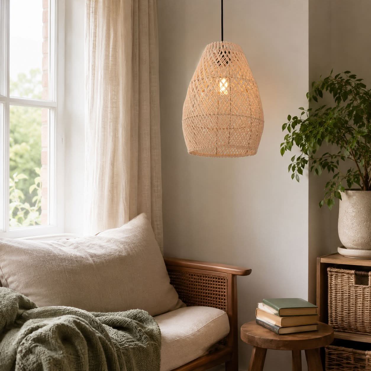Lightsin Eco-Friendly Rustic Rattan Pendant Light For Home Decor Lightsin UK 