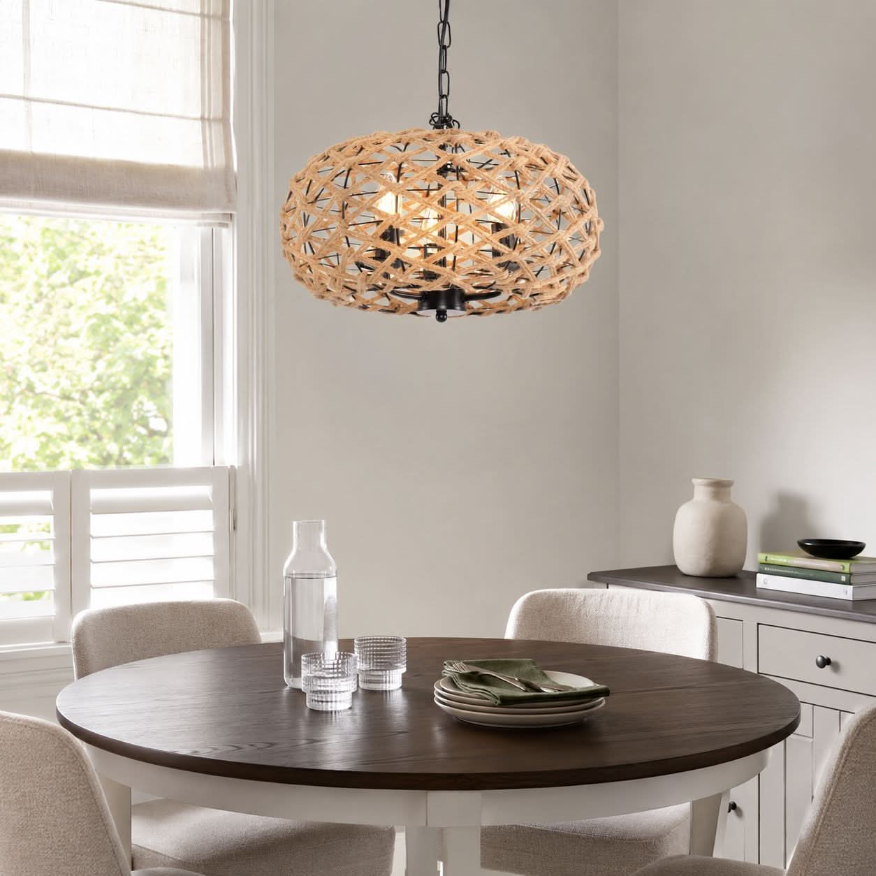 ‍Lightsin Rustic Hemp Rope Globe Pendant Light for Farmhouse and Industrial Style (100% off) Lightsin UK 