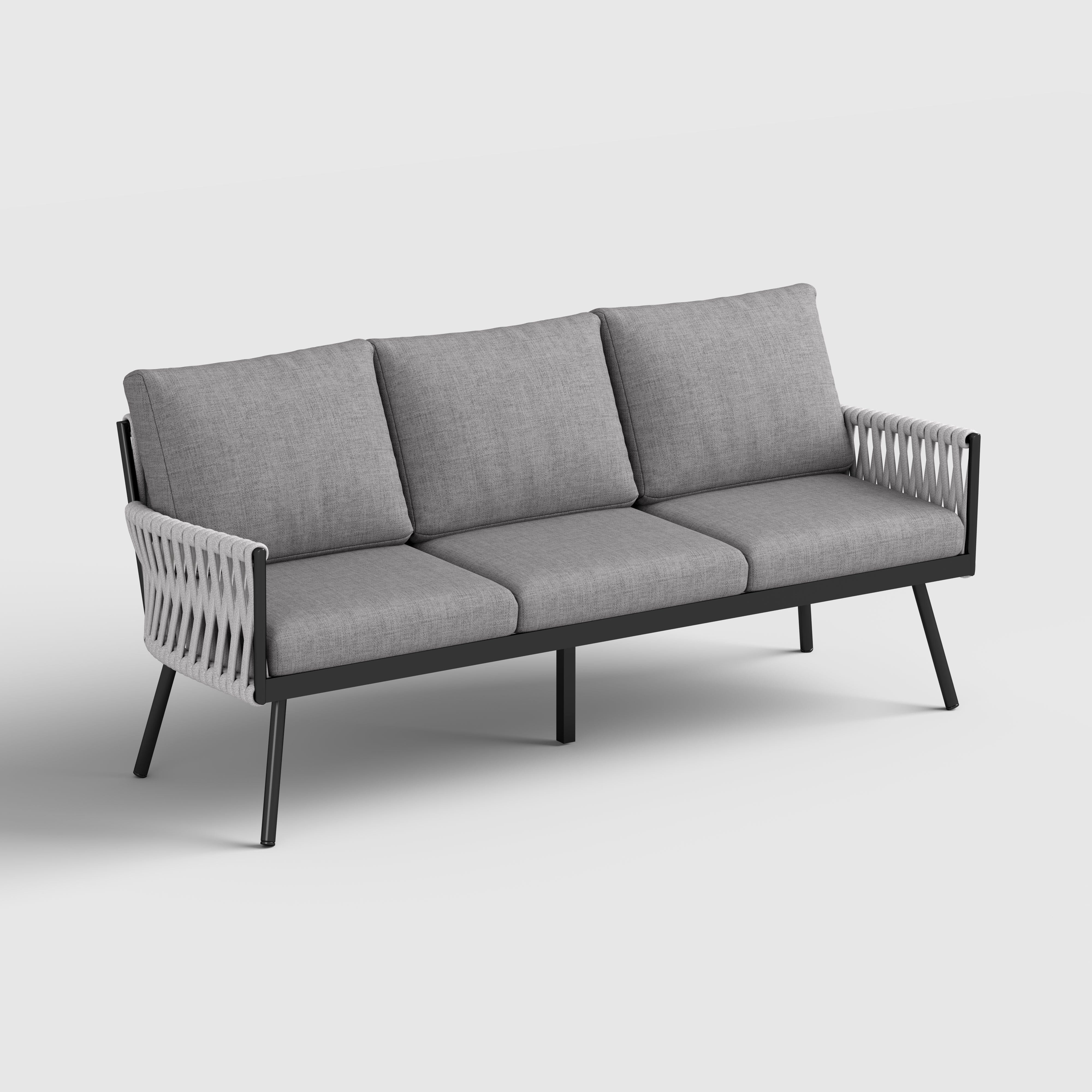 Outdoor Garden Furniture Set with Rope Weave and All Metal Frame 4 Piece Design Living and Home 