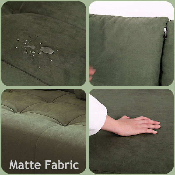 Cottonfy Foldable Matte Fabric Solid Wood 3 Mode Sofa Bed Green Matte Fabric 
