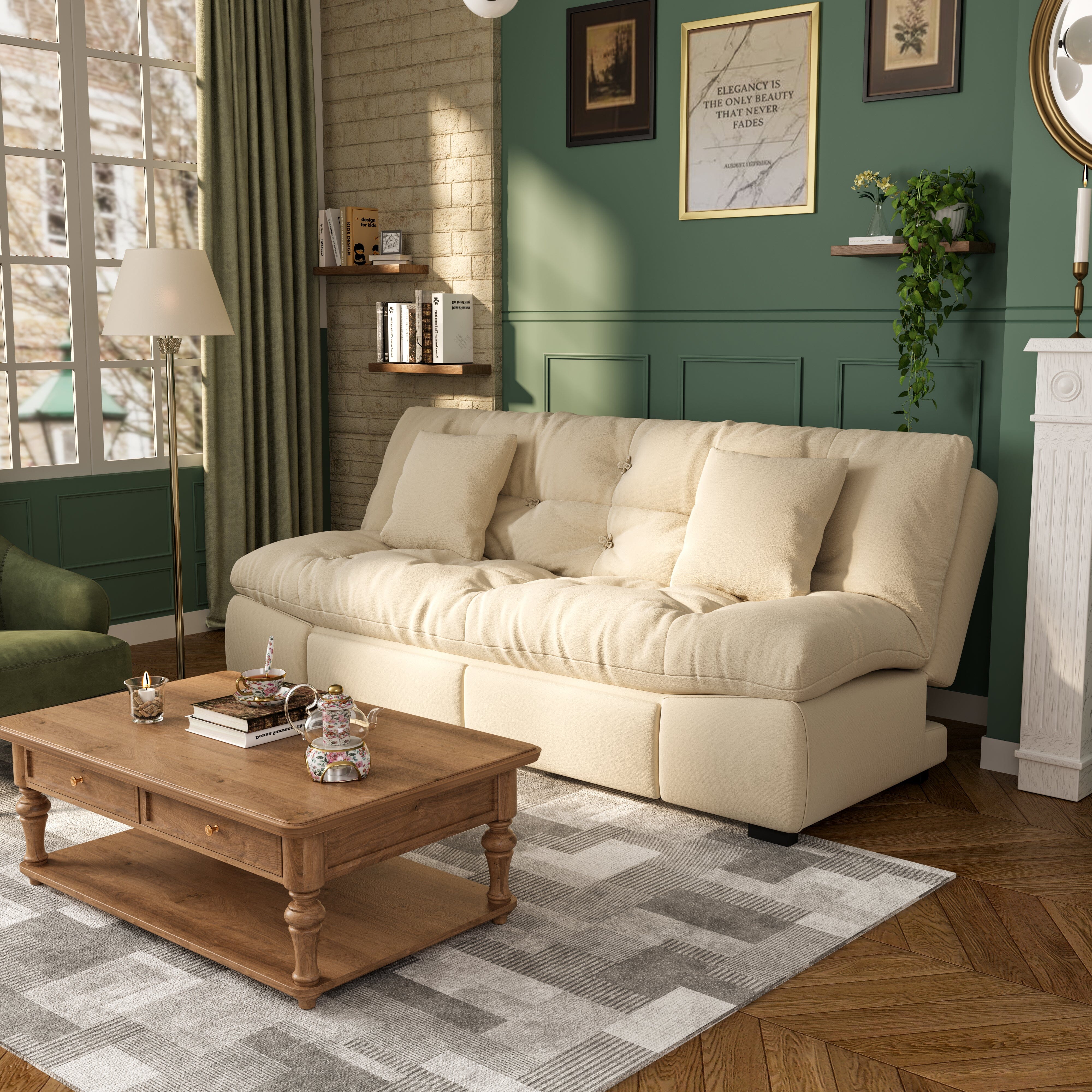 Cottonfy Upgrade Cream Cloud Double Folding Sofa Bed with Storage Cottonfy UK 