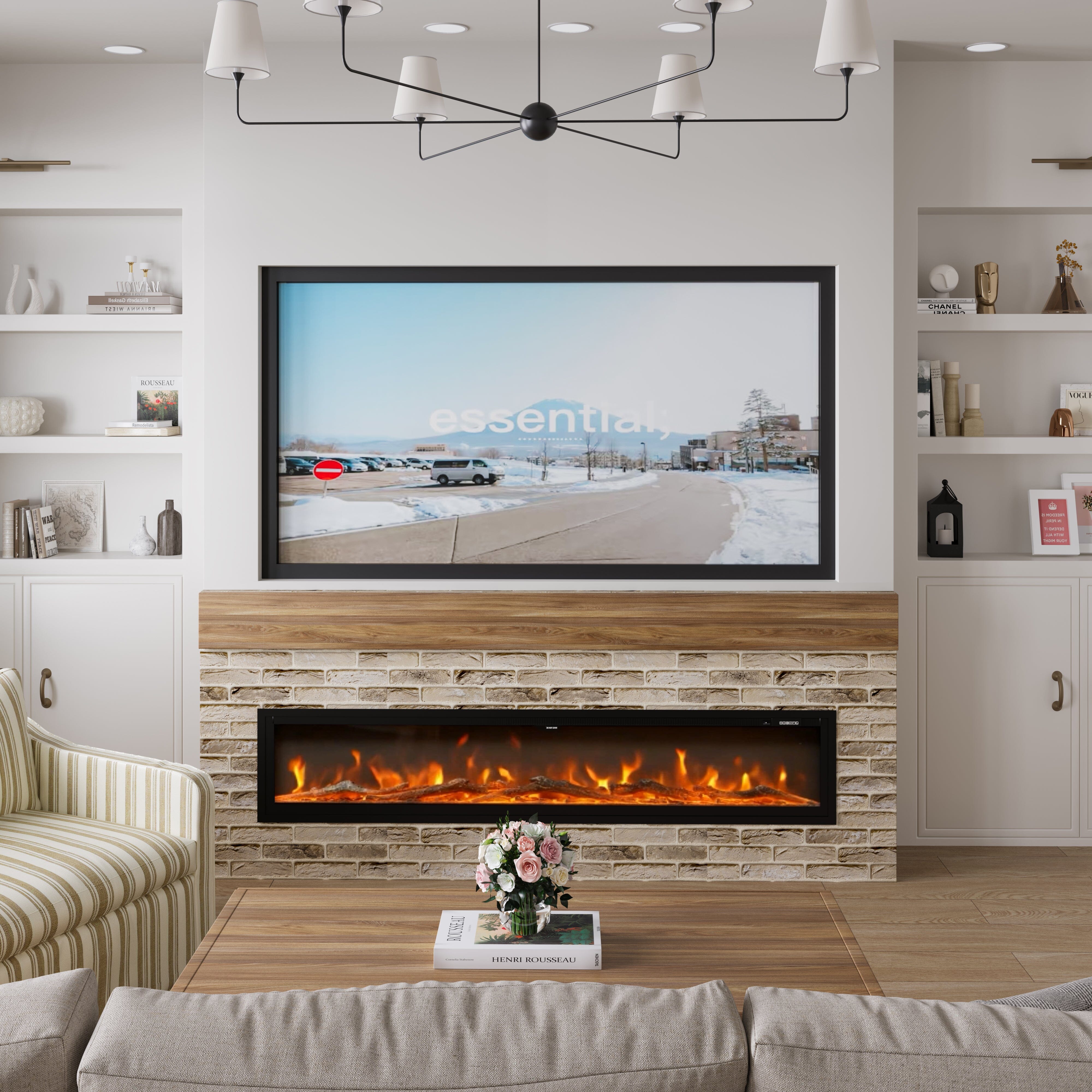 40/50/60/70/80 Inch Electric Fireplace 9 Colour LED Flame Effect Heater With Remote Control Freestanding Fireplaces Living and Home 