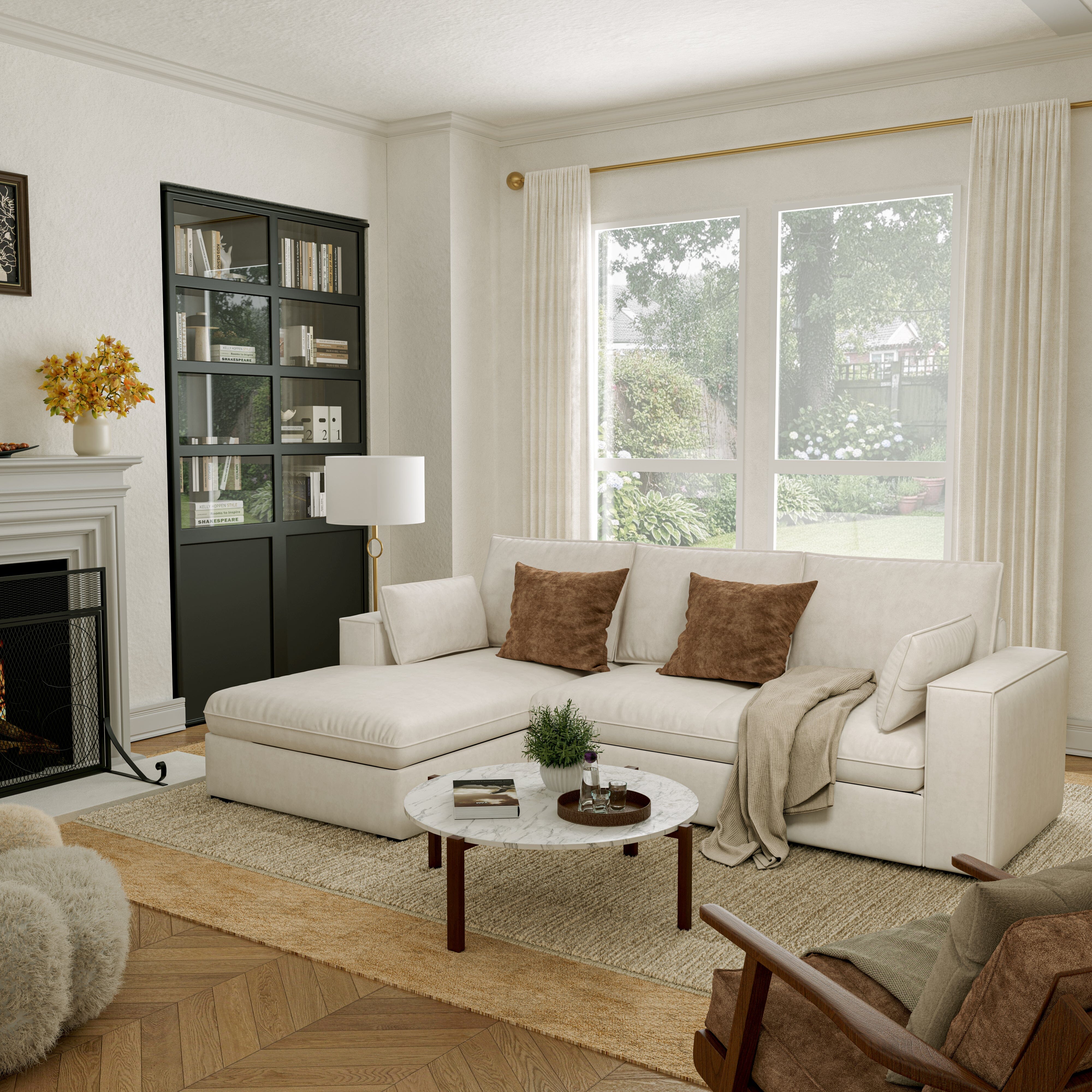 Cottonfy Creamy Tofu Block Pullout Sofa Bed with Storage Cottonfy UK 