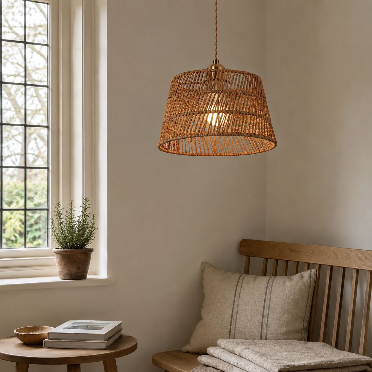 Lightsin Handcrafted Warm Rustic Paper Rope Pendant Light Lightsin UK 