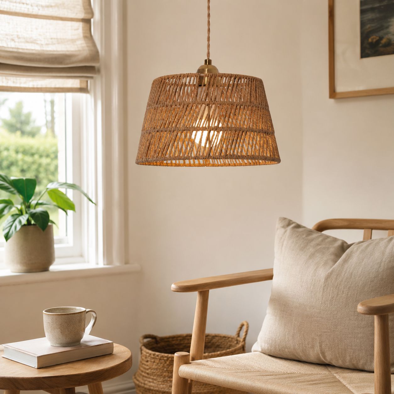 Lightsin Handcrafted Warm Rustic Paper Rope Pendant Light Lightsin UK 