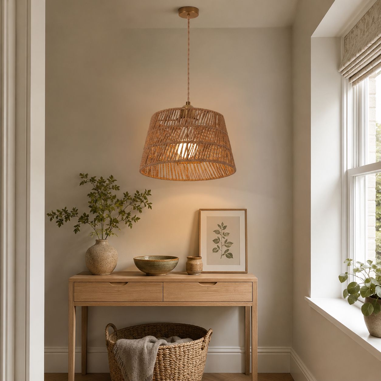 Lightsin Handcrafted Warm Rustic Paper Rope Pendant Light Lightsin UK 