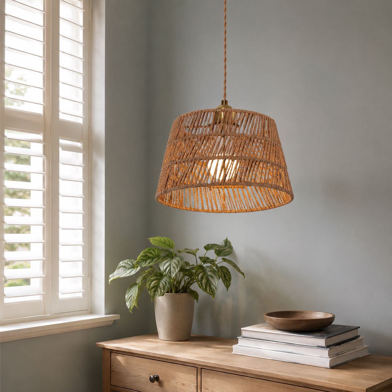 Lightsin Handcrafted Warm Rustic Paper Rope Pendant Light Lightsin UK 