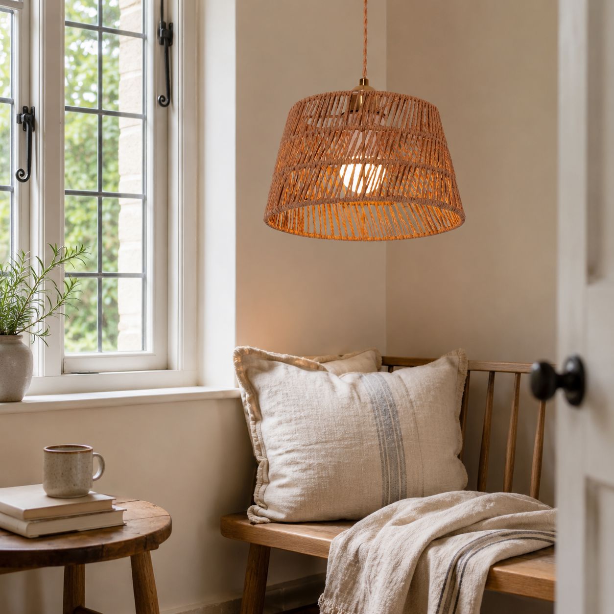 Lightsin Handcrafted Warm Rustic Paper Rope Pendant Light Lightsin UK 